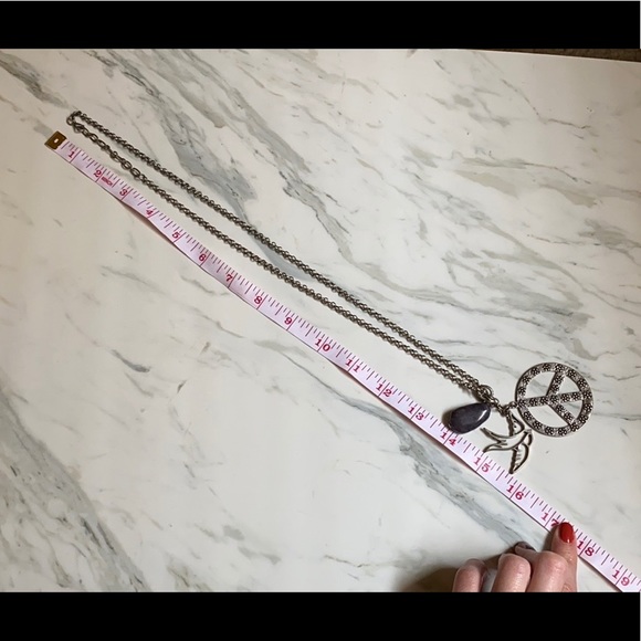 Peace Dove Stone Charm Long Necklace - Picture 2 of 4